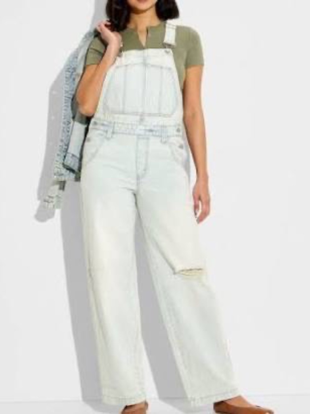 Women's Mid-Rise Baggy Overalls - Wild Fable Light Blue Denim S